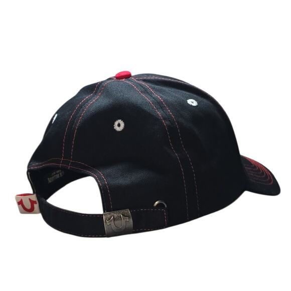 True Religion Black Red Embroidered Hat Mens Adjustable Strapback Cap Streetwear - Picture 8 of 10